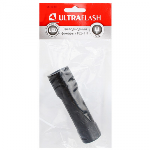 Ultraflash 7102-ТН (фонарь, черный, 1LED, 1 реж., 3XR03, пластик, блистер-пакет), цена за 1 шт