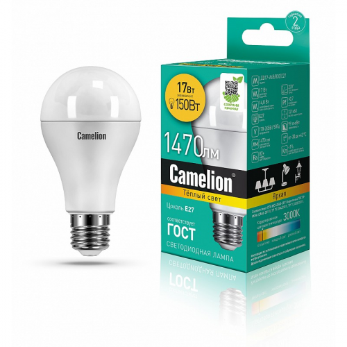 Camelion LED17-A65/830/E27 (Эл.лампа светодиодная 17Вт 220В), цена за 1 шт