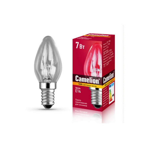 Camelion 7/P/CL/E14 (Эл.лампа накаливания для ночников, прозрачная, 1шт, 220V, 7W, Е14), цена за 1 шт