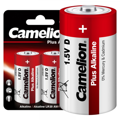 Camelion..LR20 Plus Alkaline BL-2 (LR20-BP2, батарейка,1.5В) (упак. 2 шт.), цена за 1 упак