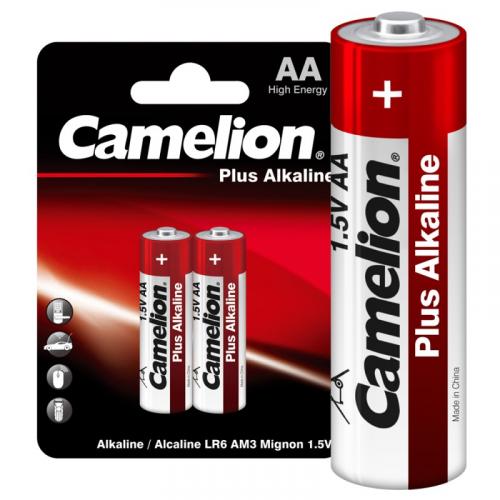 Camelion Plus Alkaline BL2 LR6 (LR6-BP2, пальчиковая батарейка АА 1.5В) (упак. 2 шт.), цена за 1 упак