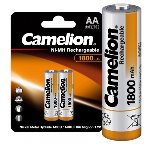 Camelion AA-1800mAh Ni-Mh BL-2 (NH-AA1800BP2, аккумулятор,1.2В) (упак. 2 шт.), цена за 1 упак
