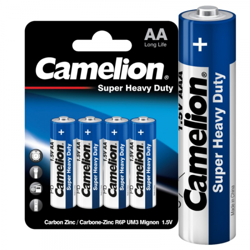 Camelion R 6 Blue BL-4 (R6P-BP4B, пальчиковая батарейка АА 1.5В) (упак. 4 шт.), цена за 1 упак