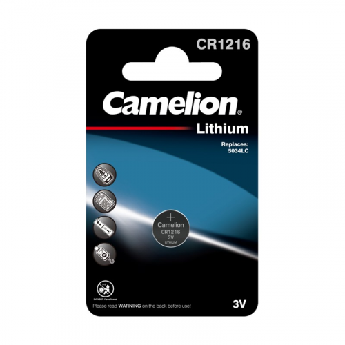 Camelion CR1216 BL-1 (CR1216-BP1, батарейка литиевая,3V), цена за 1 шт