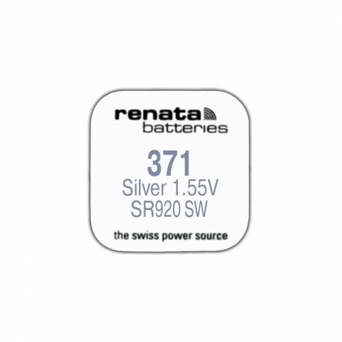 Renata R 371 (SR 920 SW, 1.55V, 38mAh, 9.5x2.1mm)(батарейка для часов), цена за 1 шт