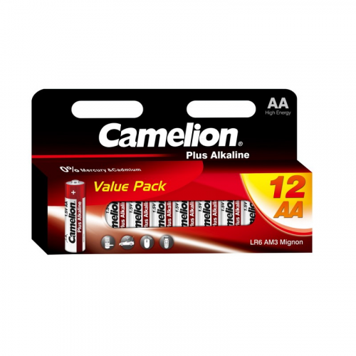 Camelion Plus Alkaline BL12 LR6 (LR6-HP12, пальчиковая батарейка АА 1.5В) (упак. 12 шт.), цена за 1 упак