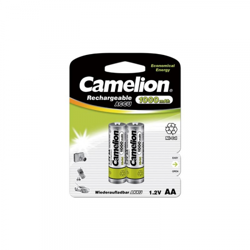Camelion AA-1000mAh Ni-Cd BL-2 (NC-AA1000BP2, аккумулятор,1.2В) (упак. 2 шт.), цена за 1 упак