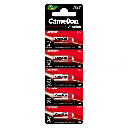 Camelion LR27A BL-5 Mercury Free (A27-BP5, батарейка,12В) (упак. 5 шт.), цена за 1 упак