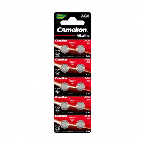 Camelion G 0 BL-10 Mercury Free (AG0-BP10(0%Hg), LR63, LR521 батарейка для часов) (упак. 10 шт.), цена за 1 упак
