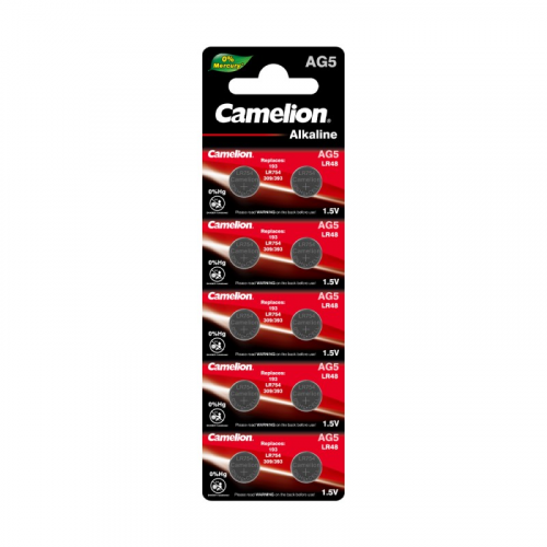 Camelion G 5 BL-10 Mercury Free (AG5-BP10(0%Hg), 393A/LR754/193 батарейка для часов) (упак. 10 шт.), цена за 1 упак