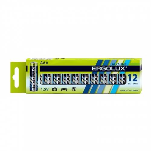 Ergolux Alkaline BP12 LR03 (LR03 BP-12, мизинчиковая батарейка ААА 1.5В) (упак. 12 шт.), цена за 1 упак