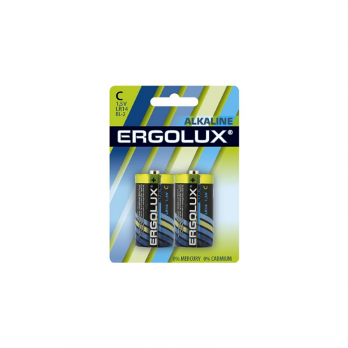 Ergolux..LR14 Alkaline BL-2 (LR14 BL-2, батарейка,1.5В) (упак. 2 шт.), цена за 1 упак