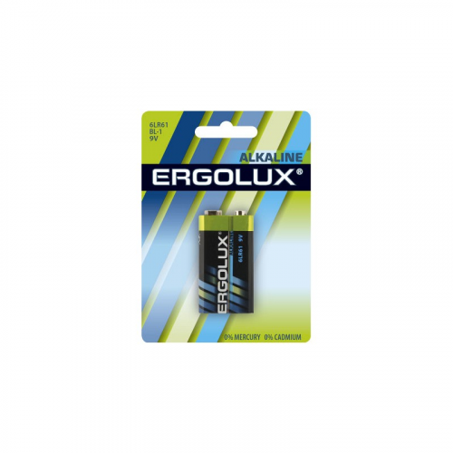 Ergolux..6LR61 Alkaline BL-1 (6LR61 BL-1, батарейка крона 9В), цена за 1 шт