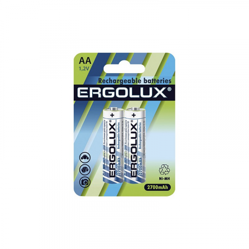 Ergolux AA-2700mAh Ni-Mh BL-2 (NHAA2700BL2, аккумулятор,1.2В) (упак. 2 шт.), цена за 1 упак