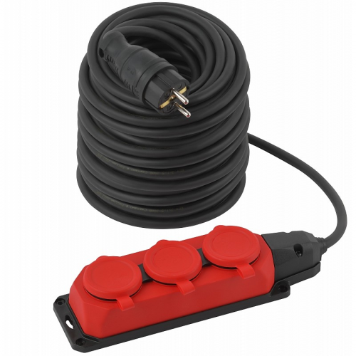 UK-3e-3x1,5-50m-IP44(KG) Удлинитель силовой ЭРА UK-3e-3x1,5-50m-IP44(KG) с заземлением 3 розетки каучук 50м КГ 3х1,5мм2 IP44, цена за 1 шт