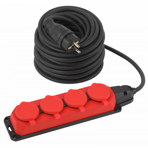 UK-4e-3x1,5-30m-IP44(KG) Удлинитель силовой ЭРА UK-4e-3x1,5-30m-IP44(KG) с заземлением 4 розетки каучук 30м КГ 3х1,5мм2 IP44, цена за 1 шт