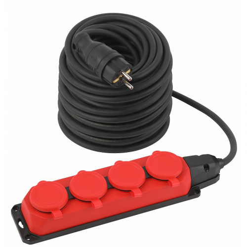 UK-4e-3x1,5-40m-IP44(KG) Удлинитель силовой ЭРА UK-4e-3x1,5-40m-IP44(KG) с заземлением 4 розетки каучук 40м КГ 3х1,5мм2 IP44, цена за 1 шт