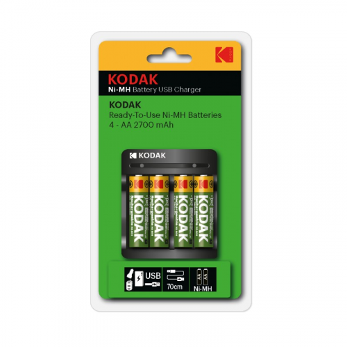 30425521-RU1 Зарядное устройство для аккумуляторов Kodak USB Overnight charger with 4 x AA 2700 mAh [K4AA/AAA], цена за 1 шт