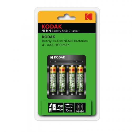 30425552-RU1 Зарядное устройство для аккумуляторов Kodak USB Overnight charger with 4 x 1100 mAh [K4AA/AAA], цена за 1 шт