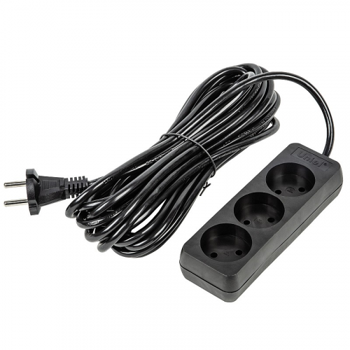 Удлинители бытовые Uniel S-CU3-7 BLACK, цена за 1 шт