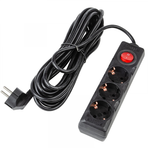 Удлинители бытовые Uniel S-GCU3-7B BLACK, цена за 1 шт