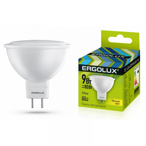 Ergolux LED-JCDR-9W-GU5.3-3K (Эл.лампа светодиодная JCDR 9Вт GU5.3 3000K 180-240В), цена за 1 шт