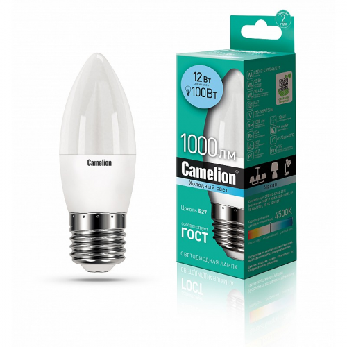 Camelion LED12-C35/845/E27 (Эл.лампа светодиодная 12Вт 220В), цена за 1 шт