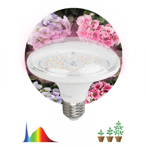 FITO-18W-Ra90-E27 Фитолампа для растений светодиодная ЭРА FITO-18W-Ra90-E27 полного спектра 18 Вт Е27, цена за 1 шт