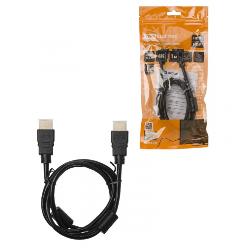 Кабель АВК 2 HDMI - HDMI, v2.0, позолоченные контакты, с ферритами, 1 метр, TDM, цена за 1 шт