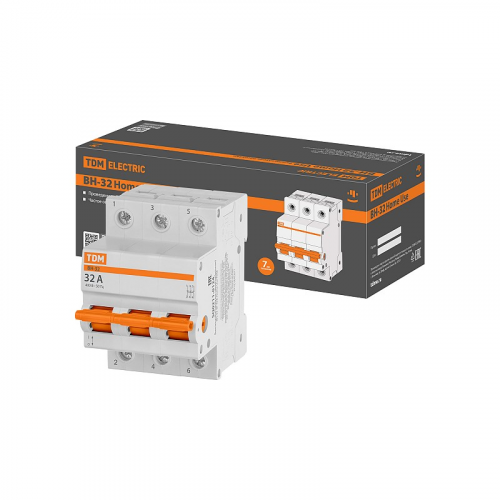 Выключатель нагрузки (мини-рубильник) ВН-32 3P 32A Home Use TDM, цена за 1 шт