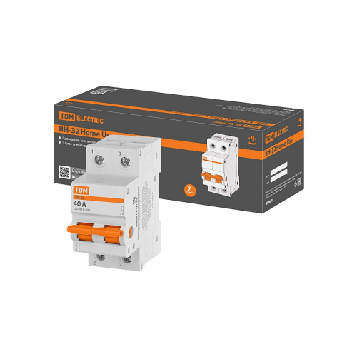 Выключатель нагрузки (мини-рубильник) ВН-32 2P 40A Home Use TDM, цена за 1 шт