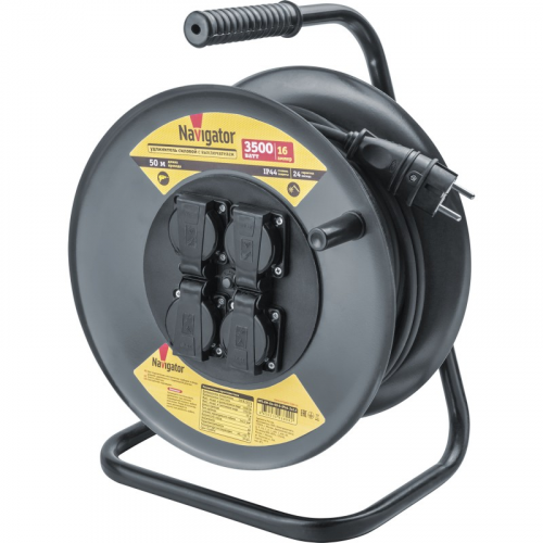 Удлинитель Navigator 93 899 NPE-RM-04-50-E-IP44-3x2.5 катушка 4 гн. c/з КГ 50м, цена за 1 шт