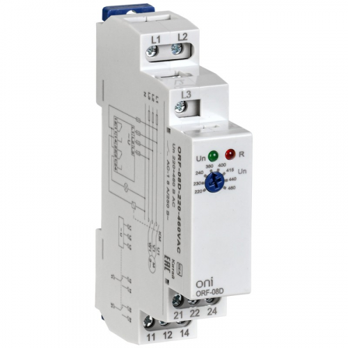 Реле контроля фаз ORF-08D 3 фазы 2 контакта 220-460В AC ONI, цена за 1 шт