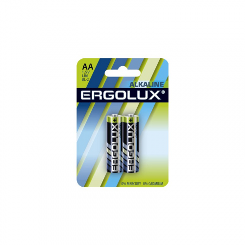 Ergolux Alkaline BL2 LR6 (LR6 BL-2, пальчиковая батарейка АА 1.5В) (упак. 2 шт.), цена за 1 упак