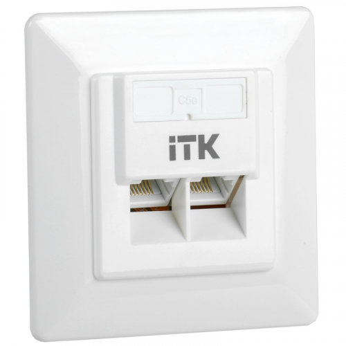 ITK Внутренняя информационная розетка RJ45 кат.5E UTP 2 порта, цена за 1 шт