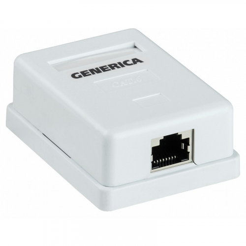 Розетка информационная настенная RJ45 кат.5E FTP 1 порт GENERICA, цена за 1 шт