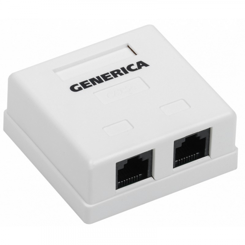 Розетка информационная настенная RJ45 кат.5E UTP 2 порта GENERICA, цена за 1 шт