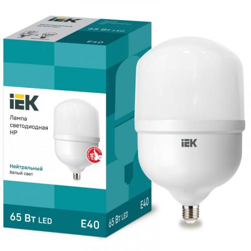 Лампа светодиодная HP 65Вт 230В 4000К E40 IEK, цена за 1 шт