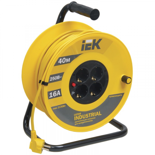 Катушка УК40 с термозащитой 4 места 2P+PE/40м 3х1,5мм2 INDUSTRIAL IEK, цена за 1 шт
