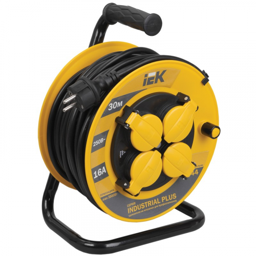 Катушка УК30 с термозащитой 4 места 2P+PE/30м 3х1,5мм2 IP44 INDUSTRIAL PLUS IEK, цена за 1 шт