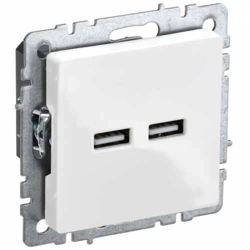 BRITE Розетка USB A+A 5В 3,1А РЮ10-1-БрБ белый IEK, цена за 1 шт