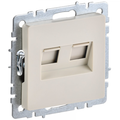 BRITE Розетка компьютерная двойная RJ45 кат.5E РК10-2-БрКр бежевый IEK, цена за 1 шт