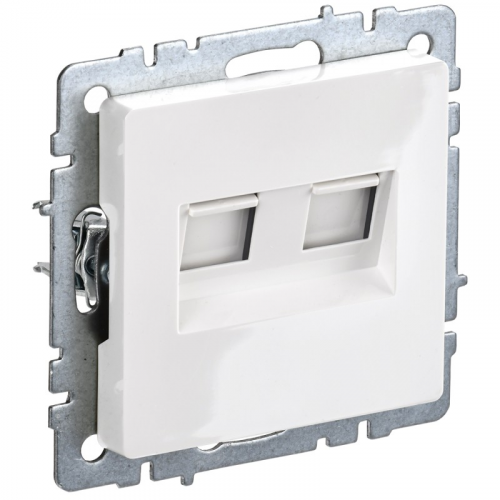 BRITE Розетка двойная RJ11+RJ45 кат.5E РК/Т12-БрБ белый IEK, цена за 1 шт
