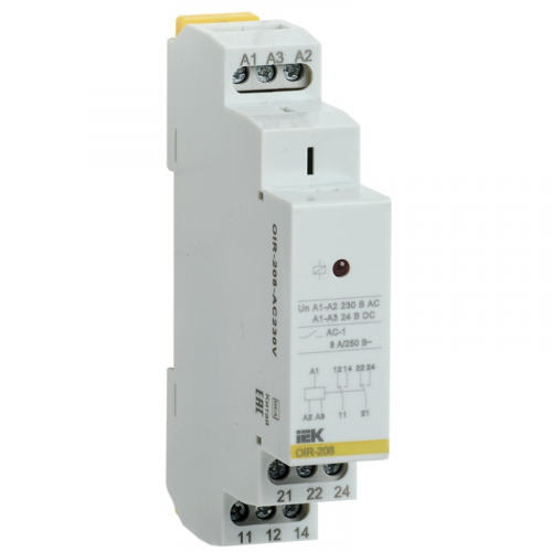 Реле промежуточное модульное OIR 2 контакта 8А 230В AC IEK, цена за 1 шт