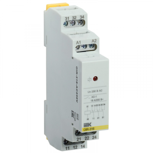 Реле промежуточное модульное OIR 3 контакта 16А 230В AC IEK, цена за 1 шт