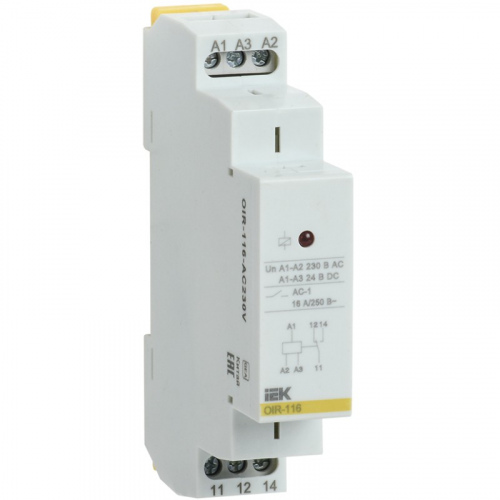 Реле промежуточное модульное OIR 1 контакт 16А 230В AC IEK, цена за 1 шт