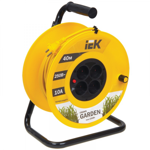 Катушка УК40 с термозащитой 4 места 2P/40м 2х1,0мм2 GARDEN IEK, цена за 1 шт
