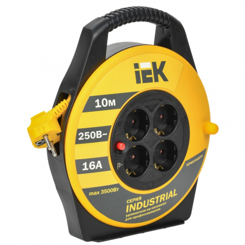 Катушка УК10 с термозащитой 4 места 2P+PE/10м 3х1,5мм2 INDUSTRIAL IEK, цена за 1 шт