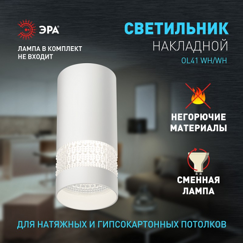 OL41 WH/WH Светильник настенно-потолочный спот ЭРА OL41 WH/WH MR16 GU10 IP20 белый, цена за 1 шт