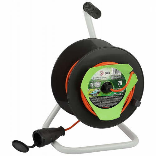 RP-1-2x0.75-20m Удлинитель силовой ЭРА RP-1-2x0.75-20m на пластиковой катушке без заземления 1 розетка 20м ПВС 2х0,75мм2, цена за 1 шт